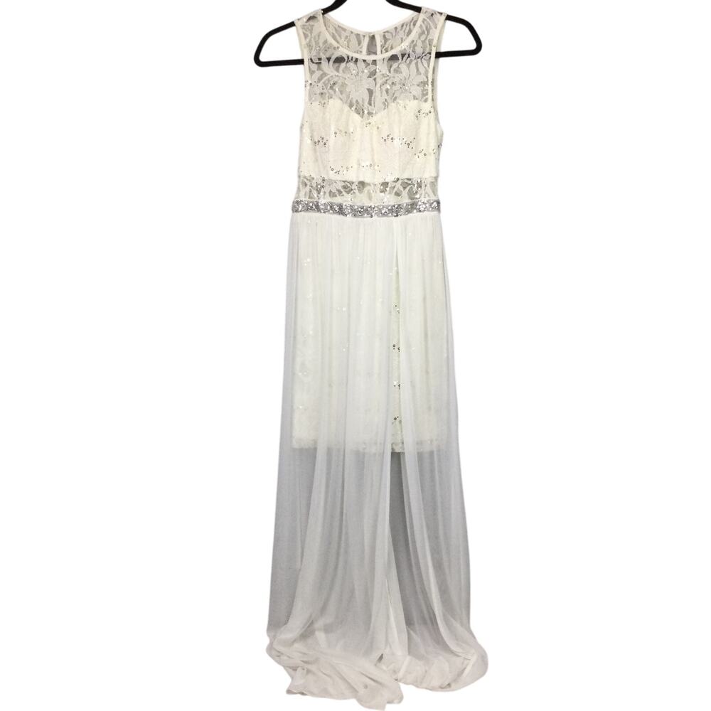 BCX Romantic Fairycore Prom Princess Lace Empire Waist Sequins Ethereal Dress 5